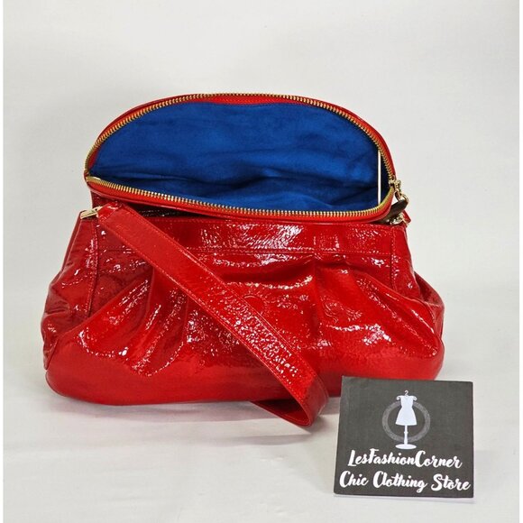 Zina Eva Women's Red Patent Leather Folding Crossbody Handbag Medium 2029 - Picture 9 of 15